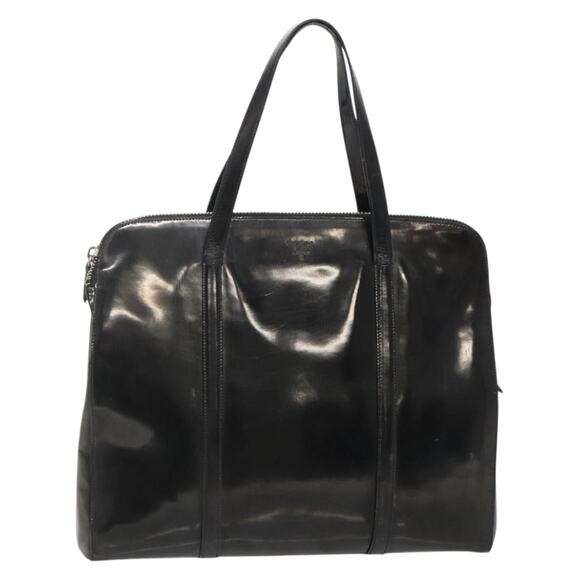 PRADA Hand Bag Enamel Black Silver - Picture 1 of 12
